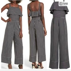 Leith Black and White Striped Jumpsuit